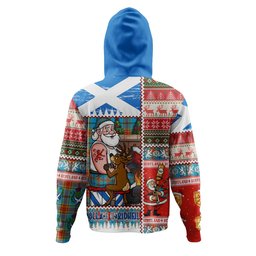 ScotsTee Shop Scottish Traill (Trayle) Weathered Clan Crest Tartan Hoodie Santa Tattoo Christmas Comic Patchwork Style