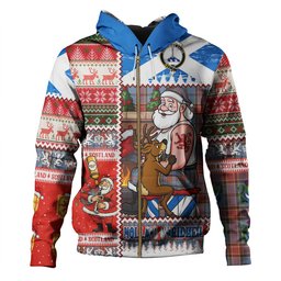 ScotsTee Shop Scottish Traill (Trayle) Ancient Clan Crest Tartan Hoodie Santa Tattoo Christmas Comic Patchwork Style