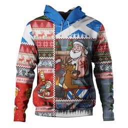 ScotsTee Shop Scottish Thorburn (Thurburn) Weathered Clan Crest Tartan Hoodie Santa Tattoo Christmas Comic Patchwork Style