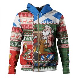 ScotsTee Shop Scottish Toshach Ancient Clan Crest Tartan Hoodie Santa Tattoo Christmas Comic Patchwork Style