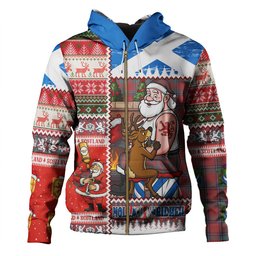 ScotsTee Shop Scottish Sinclair Weathered Clan Crest Tartan Hoodie Santa Tattoo Christmas Comic Patchwork Style
