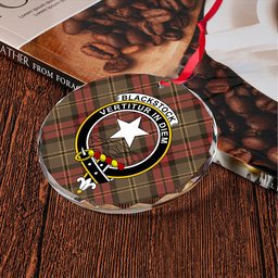 ScotsTee Shop Blackstock Hunting Weathered Clan Crest Tartan Glass Ornament
