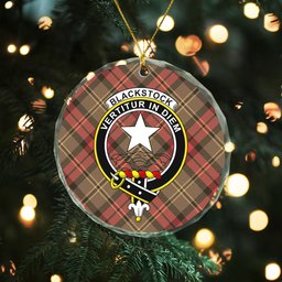 ScotsTee Shop Blackstock Hunting Weathered Clan Crest Tartan Glass Ornament