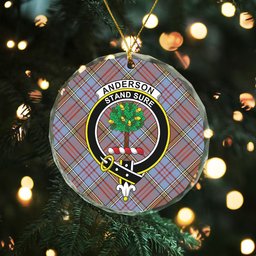 ScotsTee Shop Anderson Weathered Clan Crest Tartan Glass Ornament