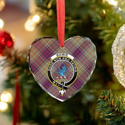 ScotsTee Shop Bowie Weathered Clan Crest Tartan Glass Ornament