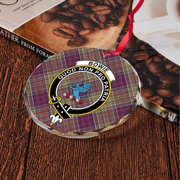 ScotsTee Shop Bowie Weathered Clan Crest Tartan Glass Ornament