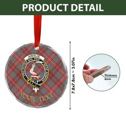ScotsTee Shop Ainslie Weathered Clan Crest Tartan Glass Ornament