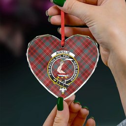 ScotsTee Shop Ainslie Weathered Clan Crest Tartan Glass Ornament