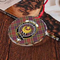 ScotsTee Shop Beattie Weathered Clan Crest Tartan Glass Ornament
