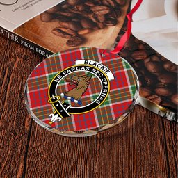 ScotsTee Shop Blackie Modern Clan Crest Tartan Glass Ornament