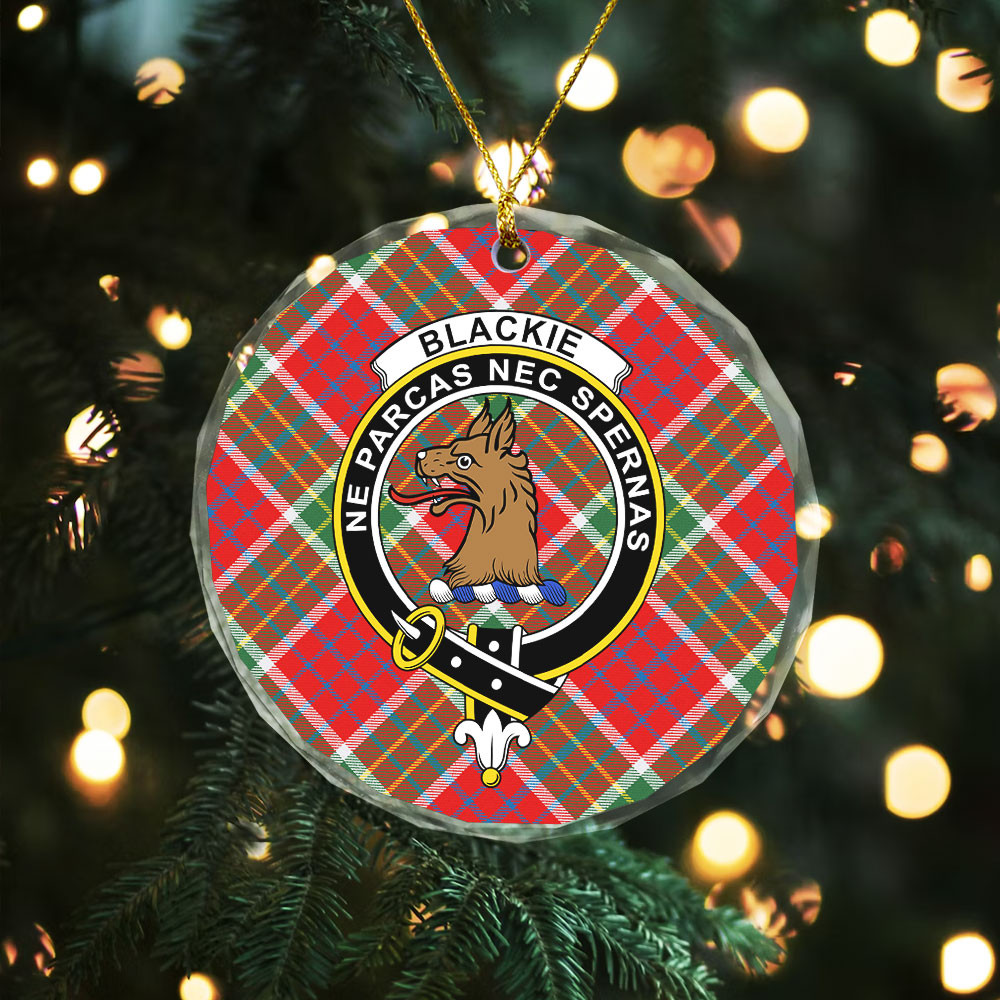 ScotsTee Shop Blackie Modern Clan Crest Tartan Glass Ornament