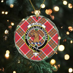 ScotsTee Shop Blackie Modern Clan Crest Tartan Glass Ornament