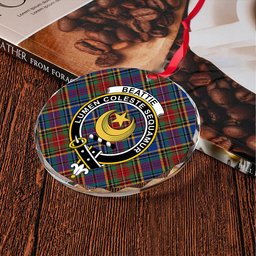 ScotsTee Shop Beattie Modern Clan Crest Tartan Glass Ornament