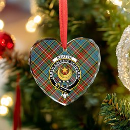 ScotsTee Shop Beattie Ancient Clan Crest Tartan Glass Ornament