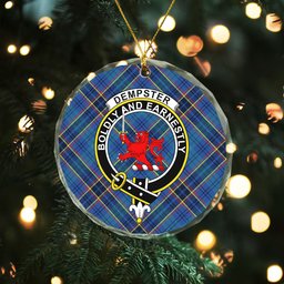 ScotsTee Shop Dempster Modern Clan Crest Tartan Glass Ornament