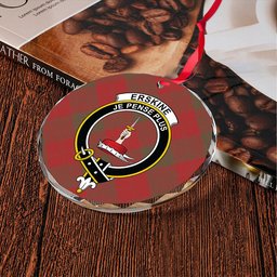 ScotsTee Shop Erskine Weathered Clan Crest Tartan Glass Ornament