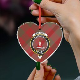 ScotsTee Shop Erskine Weathered Clan Crest Tartan Glass Ornament