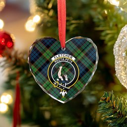 ScotsTee Shop Fletcher Family Modern Clan Crest Tartan Glass Ornament