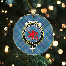 ScotsTee Shop Dempster Ancient Clan Crest Tartan Glass Ornament