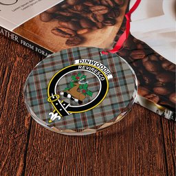 ScotsTee Shop Dinwoodie Weathered Clan Crest Tartan Glass Ornament