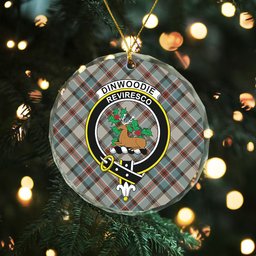ScotsTee Shop Dinwoodie Weathered Clan Crest Tartan Glass Ornament