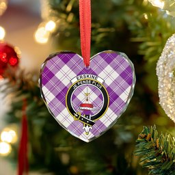 ScotsTee Shop Erskine Purple Clan Crest Tartan Glass Ornament