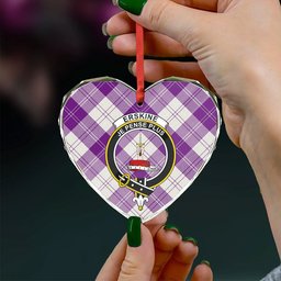 ScotsTee Shop Erskine Purple Clan Crest Tartan Glass Ornament