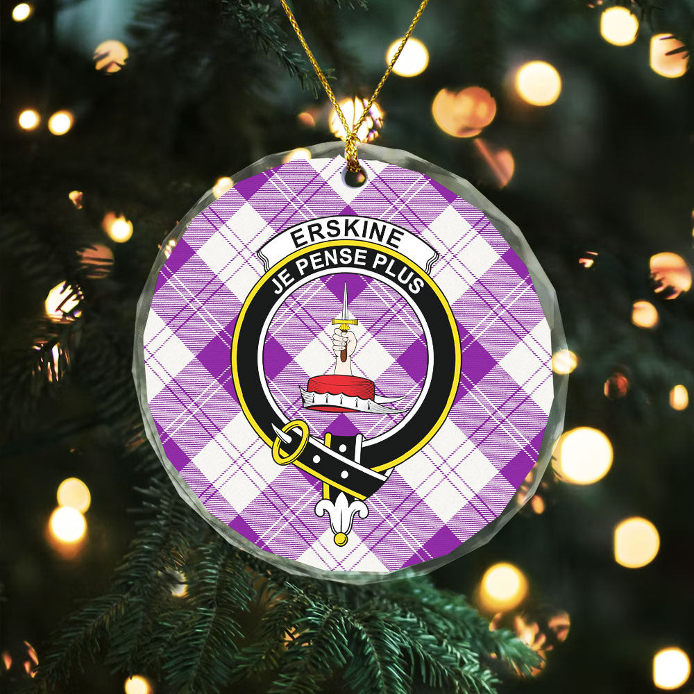 ScotsTee Shop Erskine Purple Clan Crest Tartan Glass Ornament