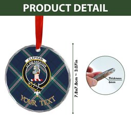 ScotsTee Shop Cleland Modern Clan Crest Tartan Glass Ornament