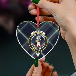 ScotsTee Shop Cleland Modern Clan Crest Tartan Glass Ornament