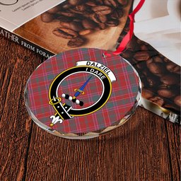 ScotsTee Shop Dalziel Weathered Clan Crest Tartan Glass Ornament