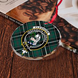 ScotsTee Shop Cleghorn Modern Clan Crest Tartan Glass Ornament