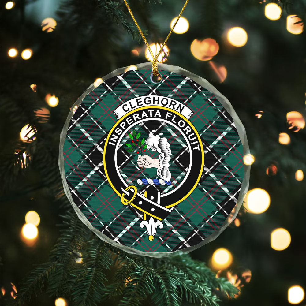 ScotsTee Shop Cleghorn Modern Clan Crest Tartan Glass Ornament