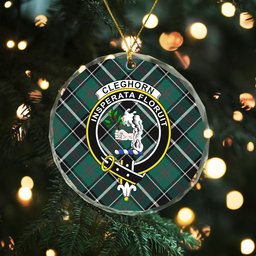ScotsTee Shop Cleghorn Modern Clan Crest Tartan Glass Ornament