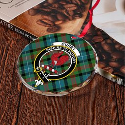 ScotsTee Shop Curry (Currie) Ancient Clan Crest Tartan Glass Ornament