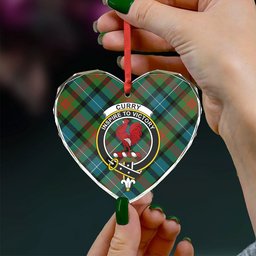 ScotsTee Shop Curry (Currie) Ancient Clan Crest Tartan Glass Ornament