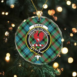 ScotsTee Shop Curry (Currie) Ancient Clan Crest Tartan Glass Ornament
