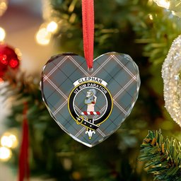 ScotsTee Shop Cleland Weathered Clan Crest Tartan Glass Ornament