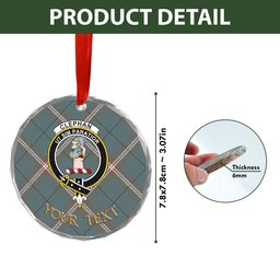 ScotsTee Shop Cleland Weathered Clan Crest Tartan Glass Ornament