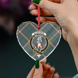 ScotsTee Shop Cleland Weathered Clan Crest Tartan Glass Ornament