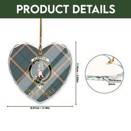ScotsTee Shop Cleland Weathered Clan Crest Tartan Glass Ornament