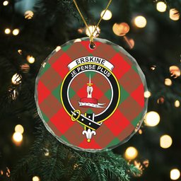 ScotsTee Shop Erskine Clan Crest Tartan Glass Ornament
