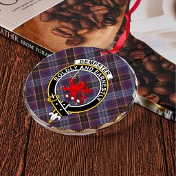 ScotsTee Shop Dempster Weathered Clan Crest Tartan Glass Ornament