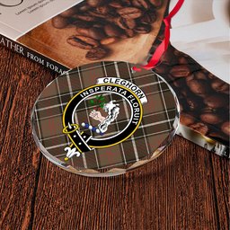 ScotsTee Shop Cleghorn Weathered Clan Crest Tartan Glass Ornament
