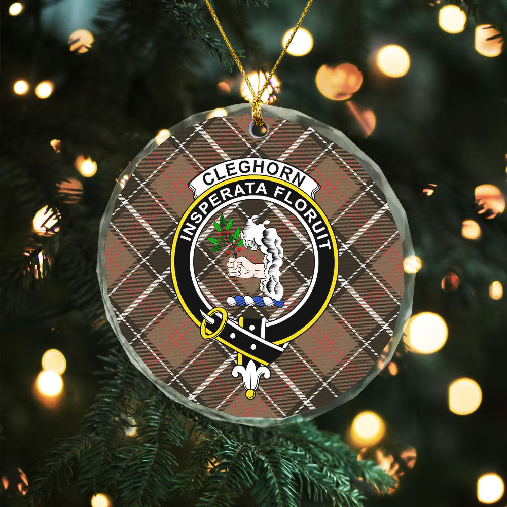 ScotsTee Shop Cleghorn Weathered Clan Crest Tartan Glass Ornament