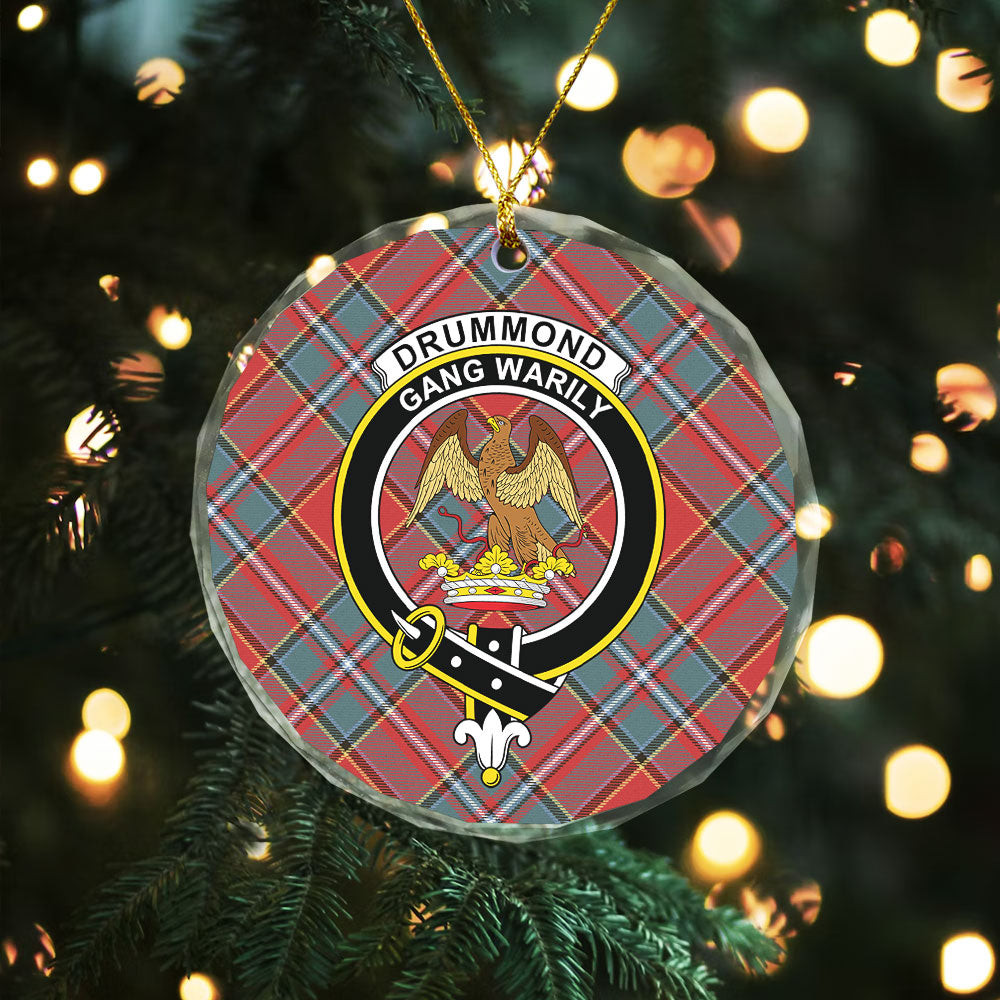 ScotsTee Shop Drummond Weathered Clan Crest Tartan Glass Ornament