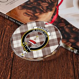 ScotsTee Shop Erskine Burgundy Clan Crest Tartan Glass Ornament