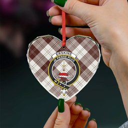 ScotsTee Shop Erskine Burgundy Clan Crest Tartan Glass Ornament