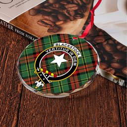 ScotsTee Shop Blackstock Hunting Modern Clan Crest Tartan Glass Ornament