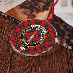 ScotsTee Shop Cruikshank Modern Clan Crest Tartan Glass Ornament